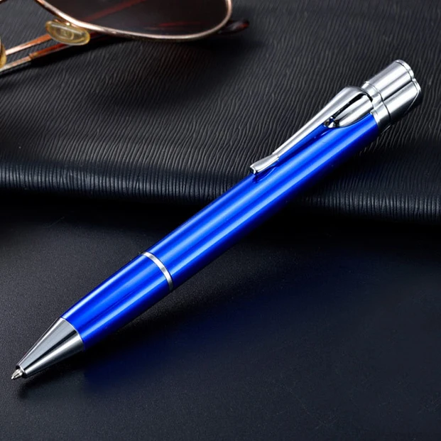 Креативная ручка, ультратонкая зажигалка, длинная полоса, металлическая струйная Бутановая Зажигалка, фонарь, турбо, прямая зажигалка - Цвет: Blue