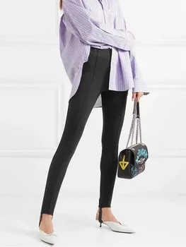 

Women'sPencil Pants Lady Long Pants Elastic Waist Stretch Black Color Leggings Trousers with Pockets