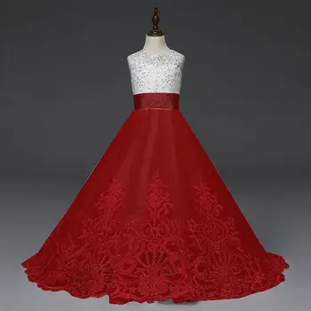 

Girl Dress Bridesmaid Pageant Gown Dress Girl Kids Dresses for Girls Teenager 10 12 14 Years Party Wedding Lace Children Clothes