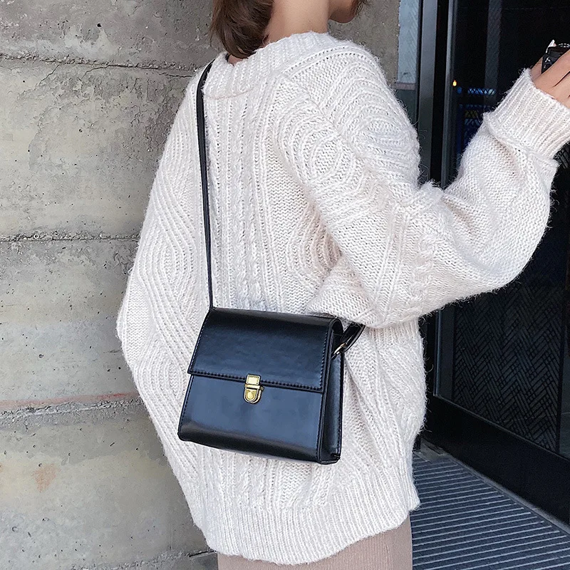 

Special Offer Retro WOMEN'S Shoulder Bag Fashion Lock Oblique Square Sling Bag Versatile Western Style Casual WOMEN'S Bag