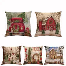 Christmas Pillow Case  Xmas Santa Claus Cushion Cover Square Car Home Decor 2019 Christmas Party Decor Kerst New Year OR16