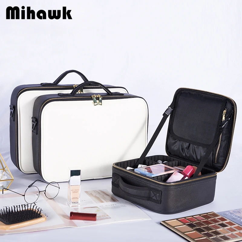 

Mihawk Women's Beauty Case Professional Female Vanity Travel Make Up Cases Men Toiletry Brushes Cosmetic Bag Organizer Accessory