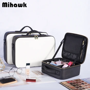 

Mihawk Women's Beauty Case Professional Female Vanity Travel Make Up Cases Men Toiletry Brushes Cosmetic Bag Organizer Accessory