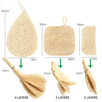

3pcs/set Natural Loofah Dishwashing Cloth Scrub Pad Dish Bowl Pot Easy To Clean Scrubber Sponge Kitchen Clean Brushes Scrub Pad