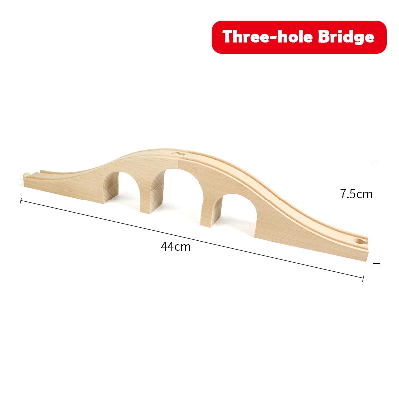 Wooden Track Railway Accessories Bridge Train Station Tunnel Cross Compatible All Brands Wood Track Educational Toys for Kids 17