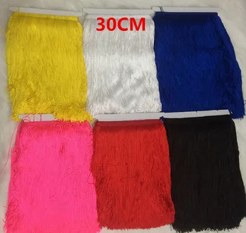 

10 yard/lot Hot Sale 30CM Long Polyester Tassel African Lace Fringe Trim For Sew Latin Dress Garment Accessories Ribbon