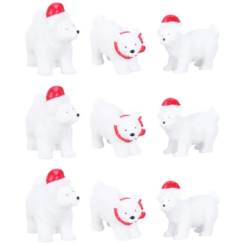 

9Pcs Xmas Resin Bear Creative Chic Christmas Novel Landscape Ornament Miniature Polar Bear Desktop Decoration Desktop Adornment