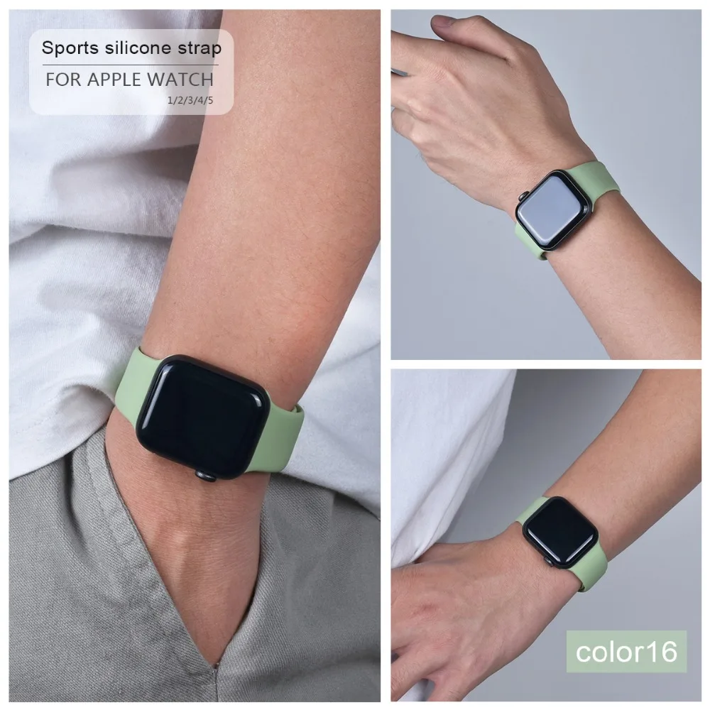 Мягкий силиконовый спортивный ремешок для Apple Watch 5 4 3 2 1 38 мм 42 мм, резиновый ремешок для часов Iwatch series 5 4 40 мм 44 мм