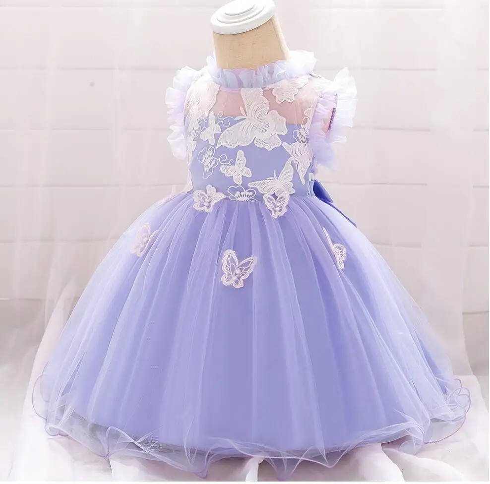 Baby Toddler Girl Dress Lace Butterflies Summer Baptism Princess Vestidos Tutu Dress Infant Kids Clothing For Girls Clothes
