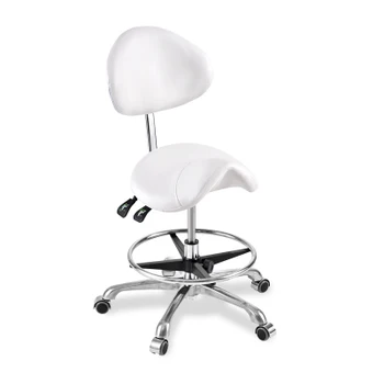 

Modern Message Saddle Chair With Footrest&Swivel Adjustable Leather Chair Medical Spa Drafting Stool with Back For Home/Office