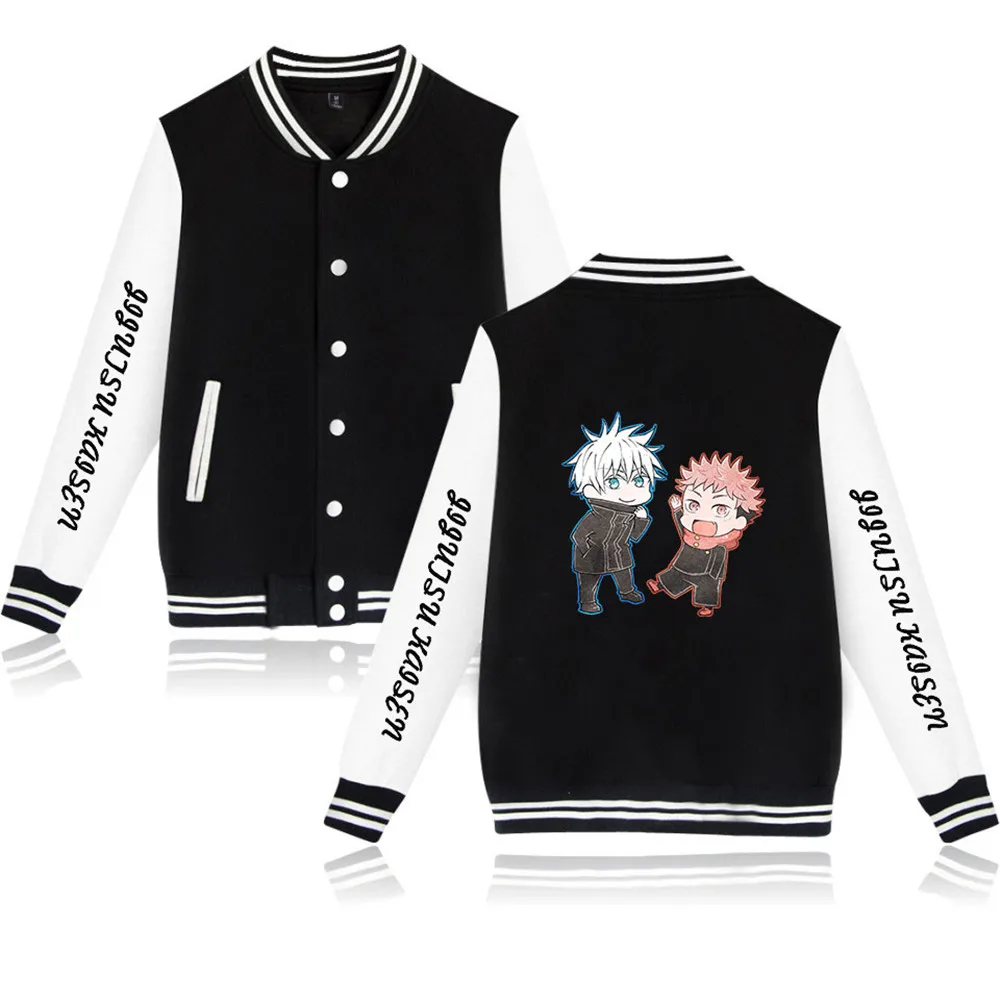 Jujutsu Kaisen Baseball Streetwear Jacket Veste Long Sleeve Coat Casual Streetwear Japan Anime Print Hip Hop Sweatshirts