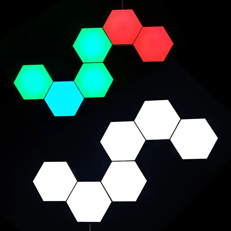 US $51.13 Remote Control Touch Led Wall Lamp Honeycomb Modular Assembly Helios Rgb Quantum Lights For Home Docer Magnetic Lighting Bedroom