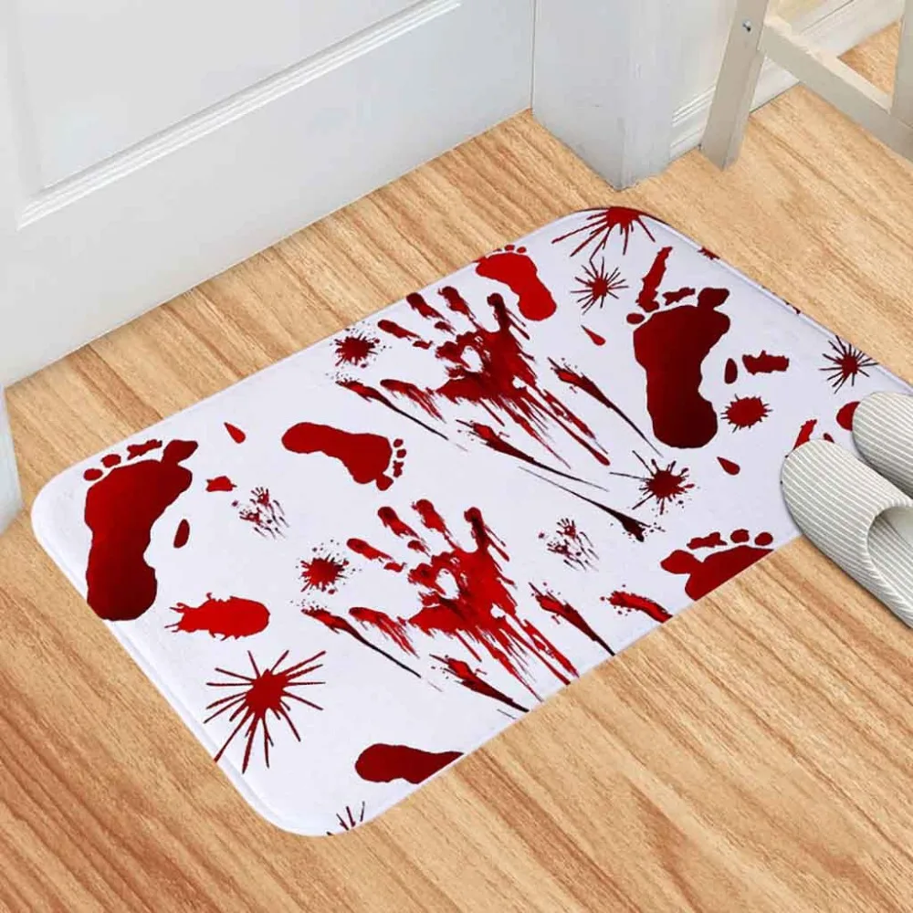 Blood Footprint Doormat Bath Mat Rug Water Non-slip Absorption Carpet new and high quality Bathroom Bath Kitchen Rugs@C