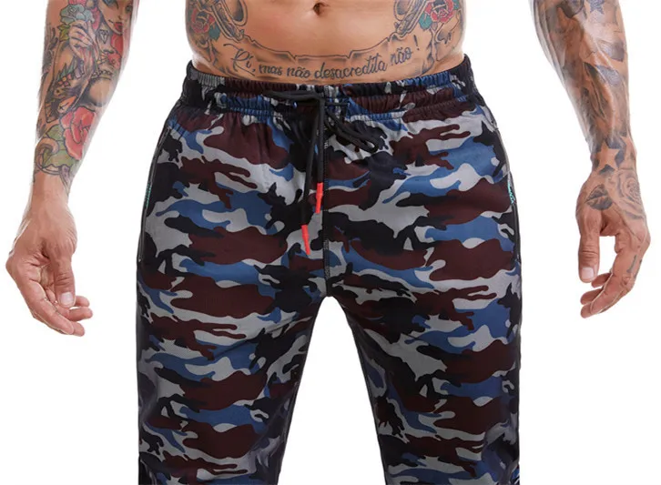 New Style Fitness Running Training Men Slim Fit Elasticity Sweat Beam Leg Camouflage Lace-up Sports Outdoor Trousers