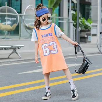 

medium and big Children's wear girl's suit 2020 summer new style fashion net red short sleeve clothes leisure sports suit 6-92