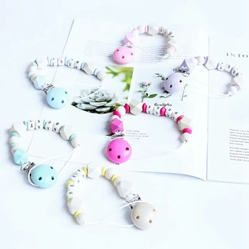 

Personalized Name Handmade Pacifier Clips Holder Chain Silicone Pacifier Chains Five Star Baby Teether Teething Chain