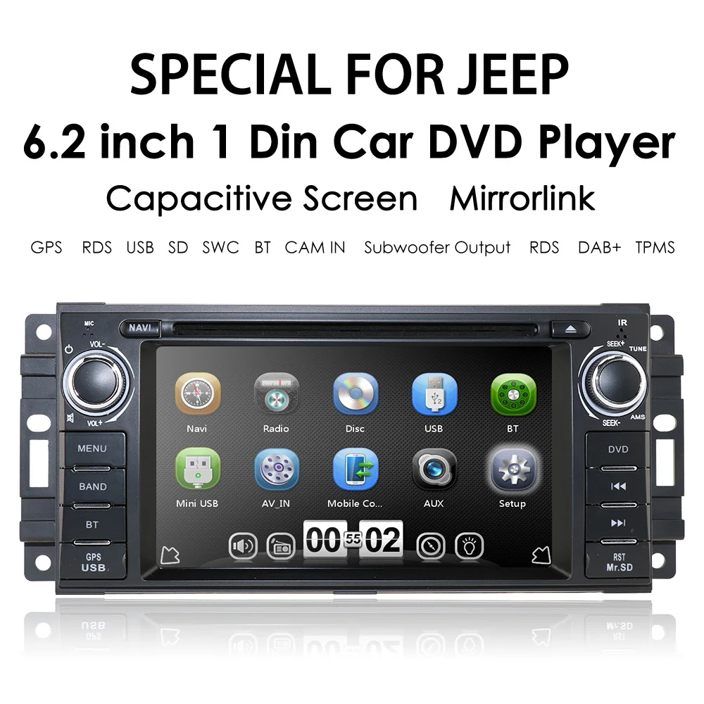 Flash Deal 6.2inch HD Head Unit GPS Navigation Radio Stereo Car DVD Player for JEEP Patriot Compass/DODGE Journey/Chrysler Sebring BT 1