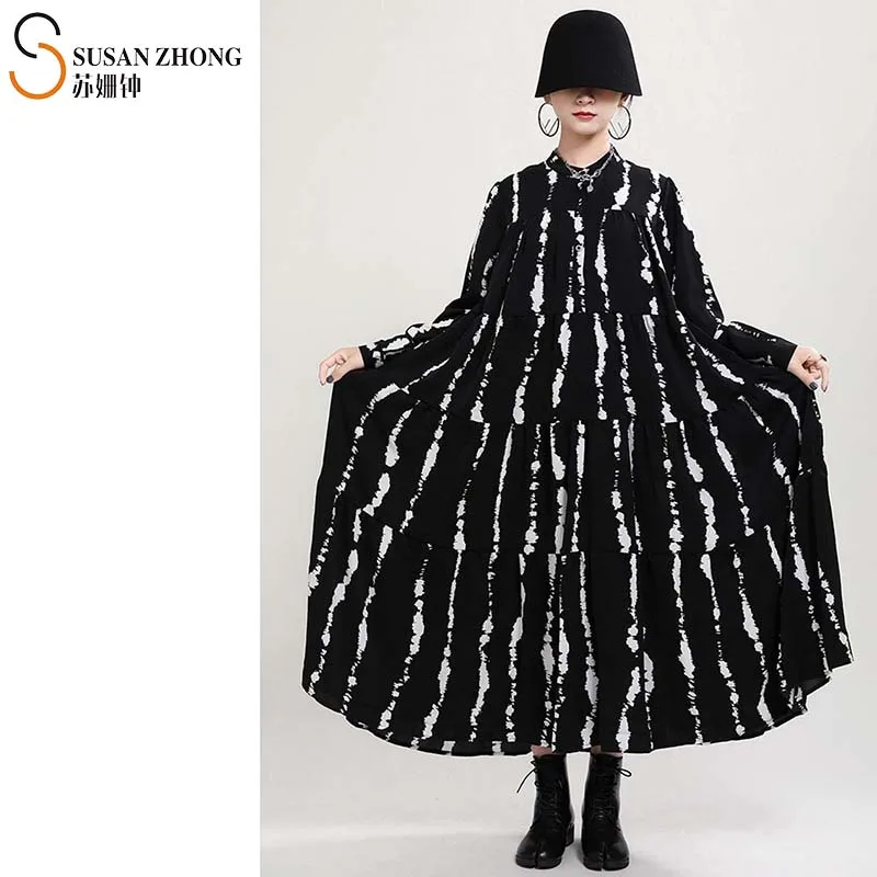 の商品検索や ワンピースの女性用ドレス デザイナーの和風ドレス 秋冬 空中ブランコの襟 ブラシ プリントボタン 足首までの長さ 純正特注品 Www Carnavalkids Com