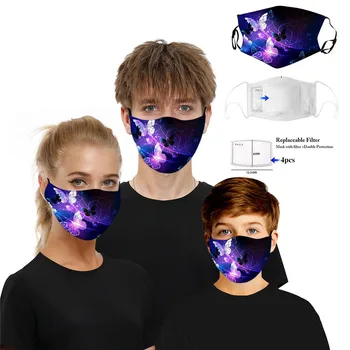 

Mask Unisex Outdoor Washable Reusable Dustproof Windproof Cotton Print Respirator protective Face Masks With 2 filters masque