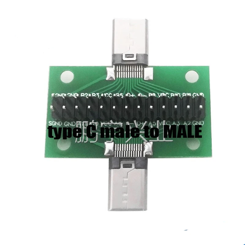 Male to Male Type c Test PCB board Universal board 24PIN with USB 3.1 Port 20*36MM Test board with pins