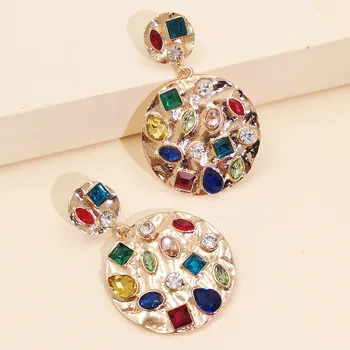 

JURAN Brand Geometric Round Drop Earrings For Women Vintage Hanging Earrings Wedding Simple Fashion Jewelry Trendy Accessories