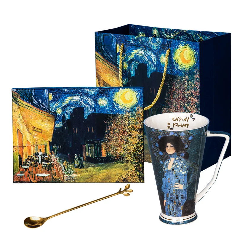 Klimt Painting Design Fine Bone China Coffee Cup Mug &amp Travel Ceramic With Gift Box | Дом и сад