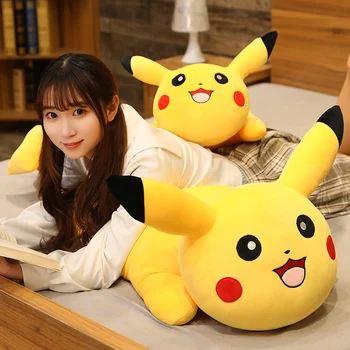 

1pc 80CM Cute Lying Pikachu Plush Toys Stuffed Soft Hot Anime Pillow Lovely Birthday Christmas Gift Doll for Children Baby
