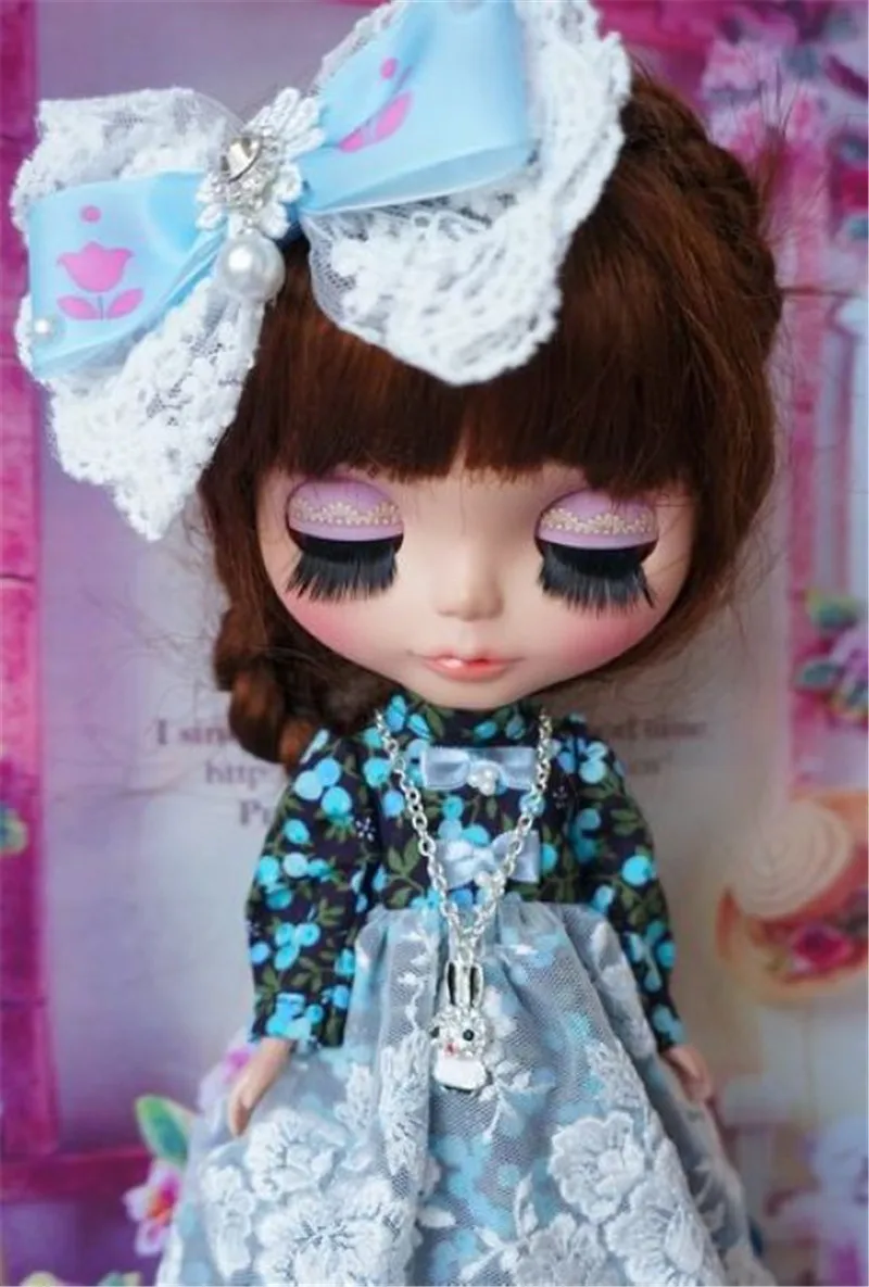 Одежда для 1/6 кукла Blyth голубое Вишневое платье с головным убором для Pullip, Licca, Azone 1/6 аксессуары для кукольной одежды