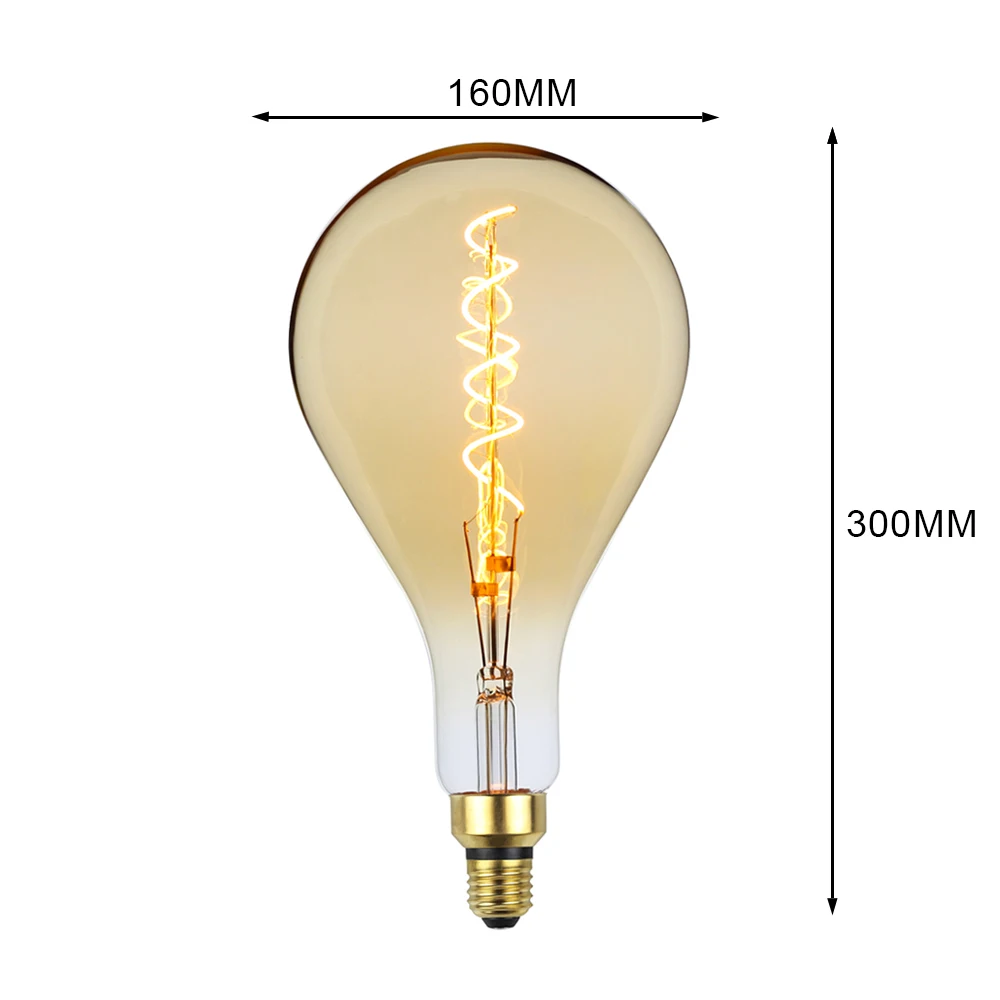 TIANFAN Edison ЛАМПЫ A160/PS52 гигантская Светодиодная лампа винтажная спиральная нить 4 Вт диммируемая декоративная лампа накаливания
