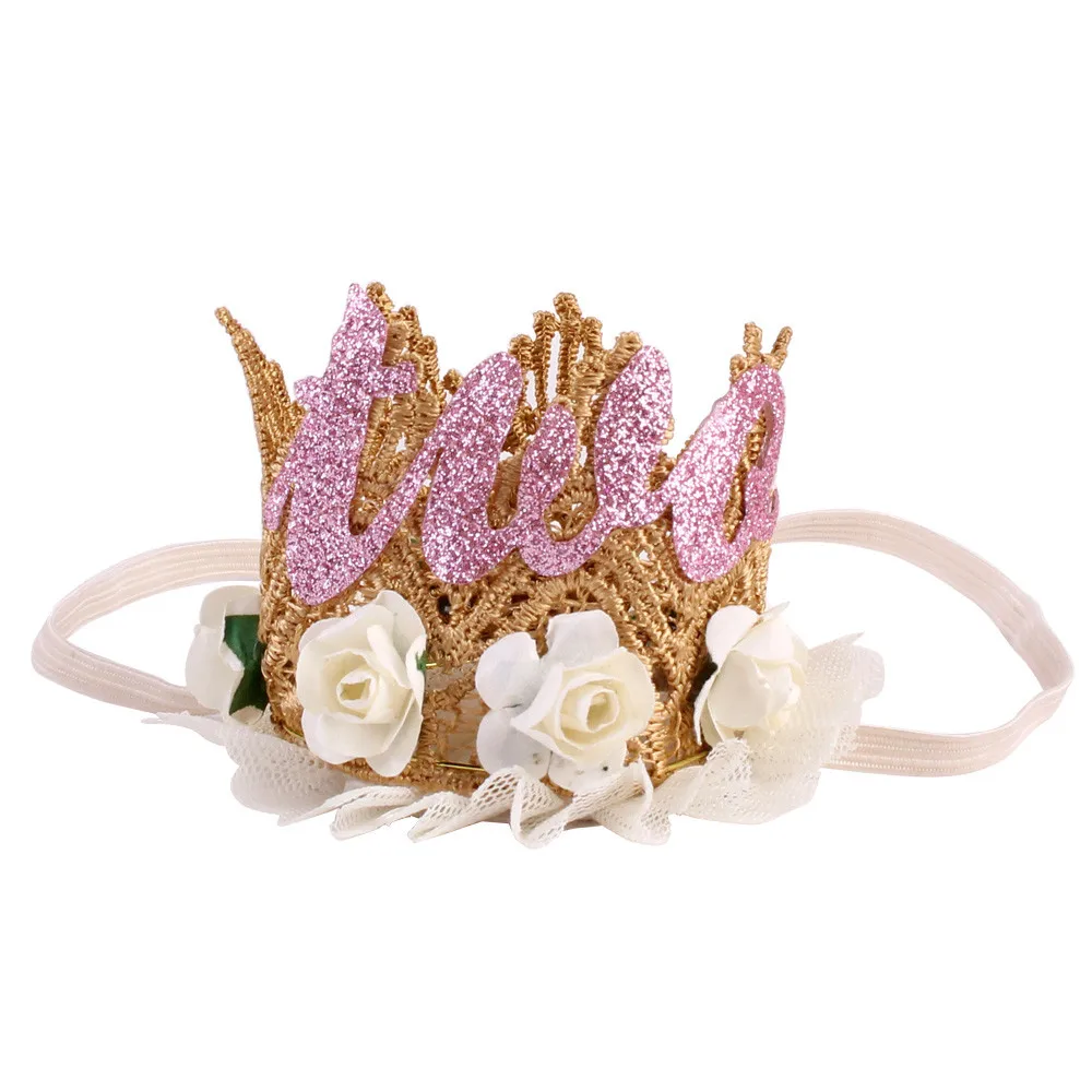 Newborn Crown Headband Princess Crown lace flower headband Baby Girls Hair Band Children Photo Props Hair Accessories