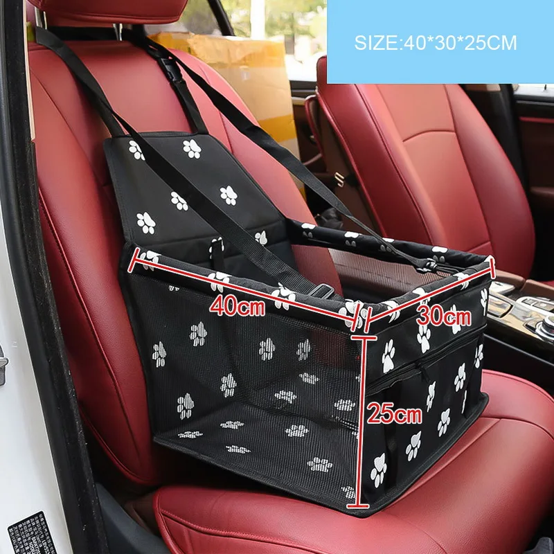 Автомобильная сумка-переноска для питомца собаки, водонепроницаемая корзина для сидения собаки, безопасная сумка для переноски кошки, щенка, дорожная сетчатая подвесная сумка, чехол для сиденья автомобиля - Цвет: 40 30 25cm