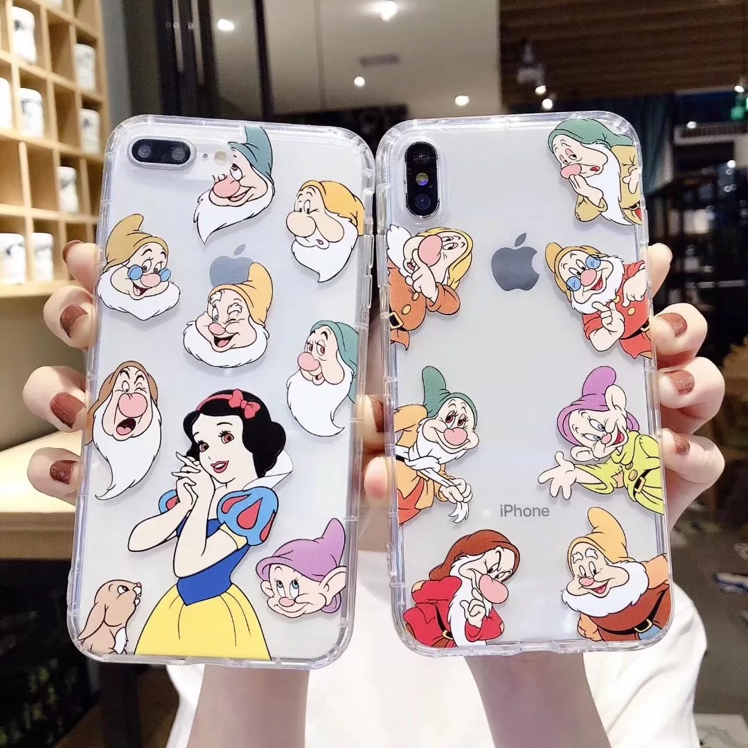 

Cute Princess Snow White Cinderella Dwarf Set for iPhone 11 11pro 11pro max XR XS MAX 8 7Plus 6 6SPlus X Cartoon Soft TPU Case