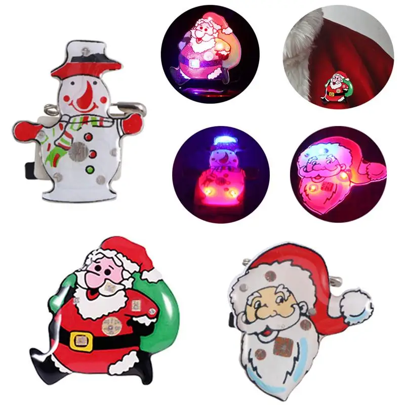 

25Pcs/Pack Christmas Badge Brooch Santa Claus Snowman Pattern Badge Brooch With LED Light For Children Adults Xmas Gift