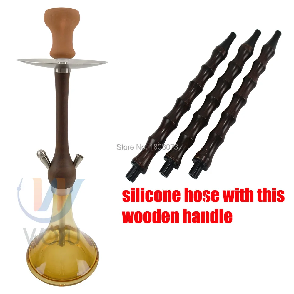 Brown wood hookah yellow glass bottle wood kkah hookah personal use or barware - Цвет: with this handle