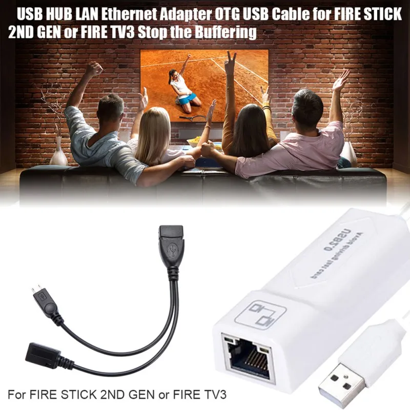 USB LAN Ethernet адаптер уменьшает буферизацию для 2 го поколения Amazon Fire TV Stick Plug And Play Sticks