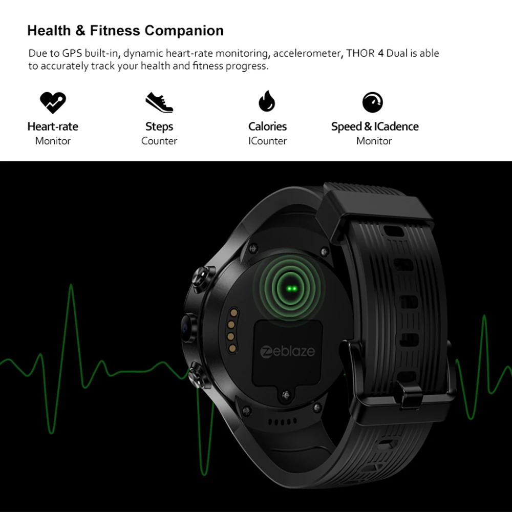 Новинка zeblaze Thor 4 Dual 4G SmartWatch 5.0MP+ 5.0MP двойная камера Android часы 1," AOMLED дисплей gps/ГЛОНАСС 16 Гб Смарт часы для мужчин