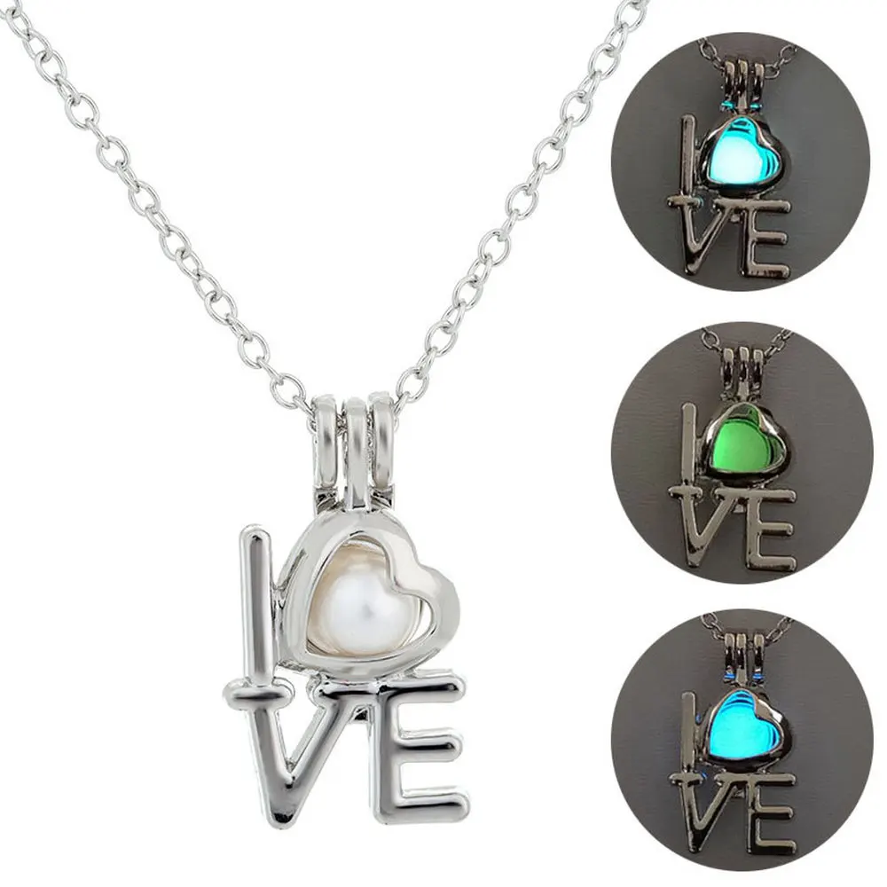 Новая мода Любовь флуоресцентные полые светящиеся ожерелья День Святого