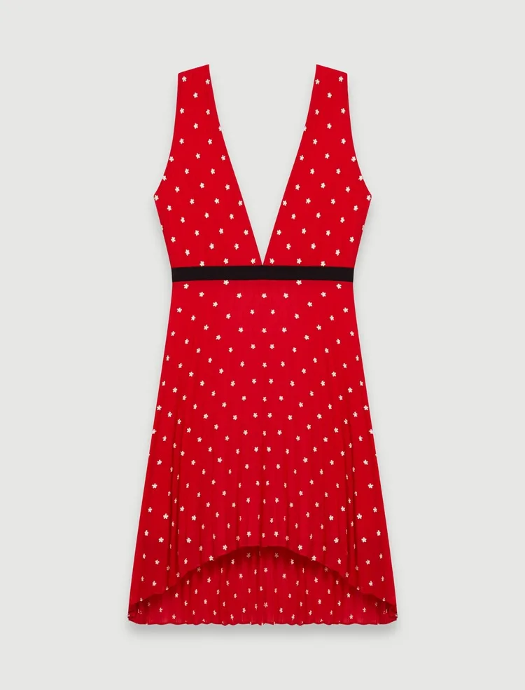 

Women Dress 2020 Spring and Summer New Temperament Lady Polka Dot Print Pleated Strap Dress