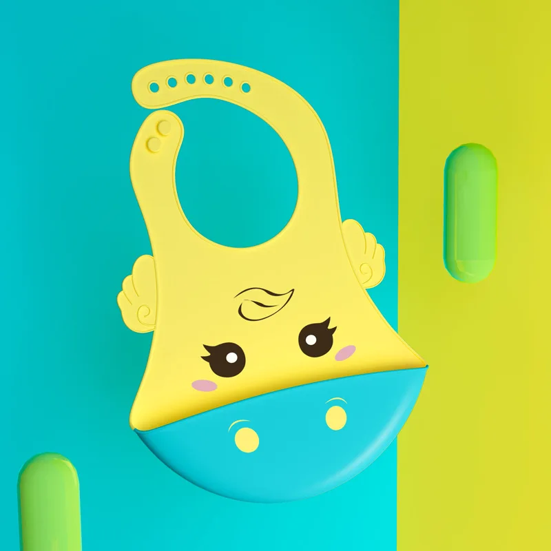 Детские вещи водонепроницаемый силиконовый нагрудник для кормления новорожденных фартуки с рисунком Регулируемые Детские Нагрудники Слюнявчики бандана нагрудники для младенцев - Цвет: Yellow Hippo