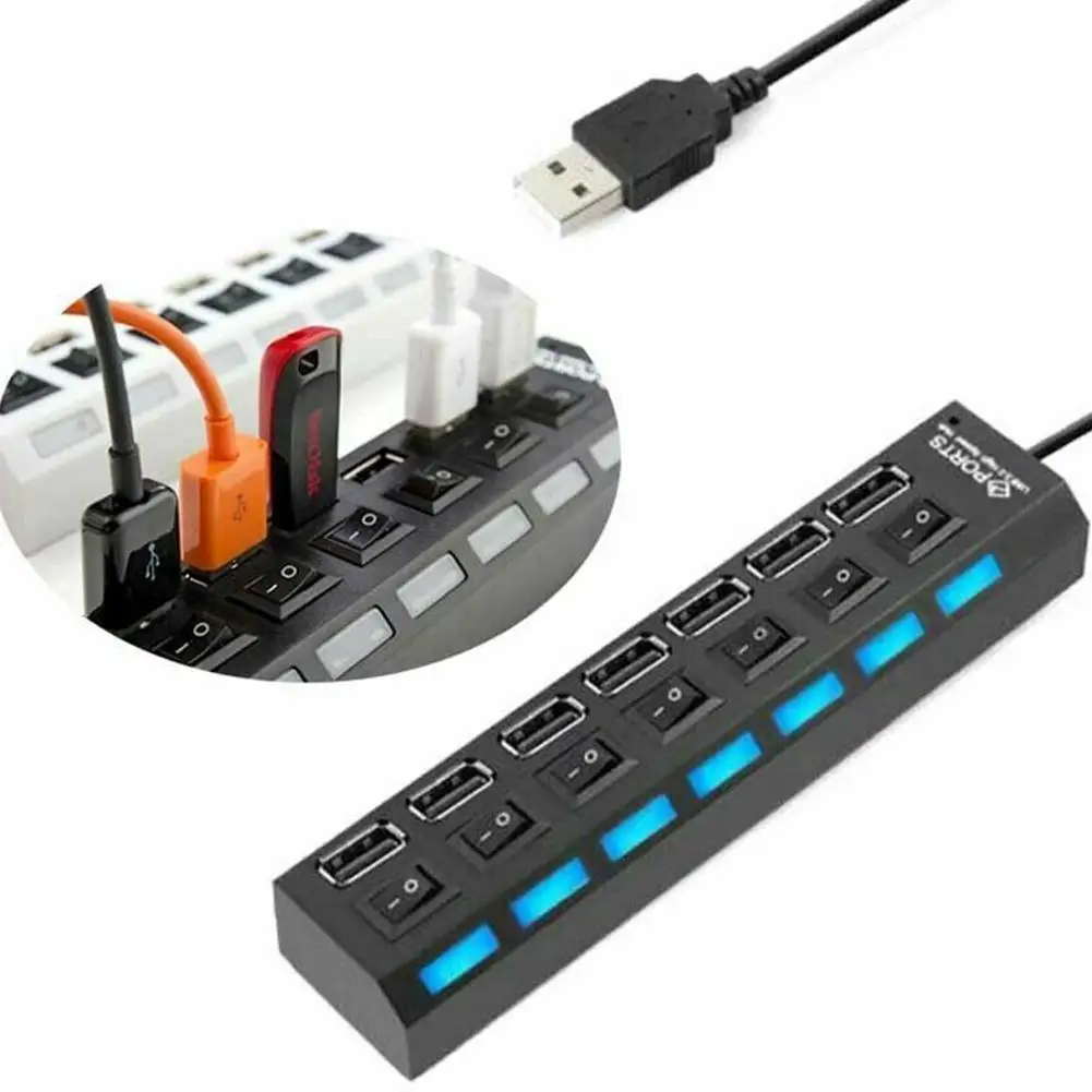USB HUB 20.HUB Splitter Multi 2.0 4/ with Accessories Hab 7 PC Power Multiport For Computer Adapter Port A4J4 | Компьютеры и офис