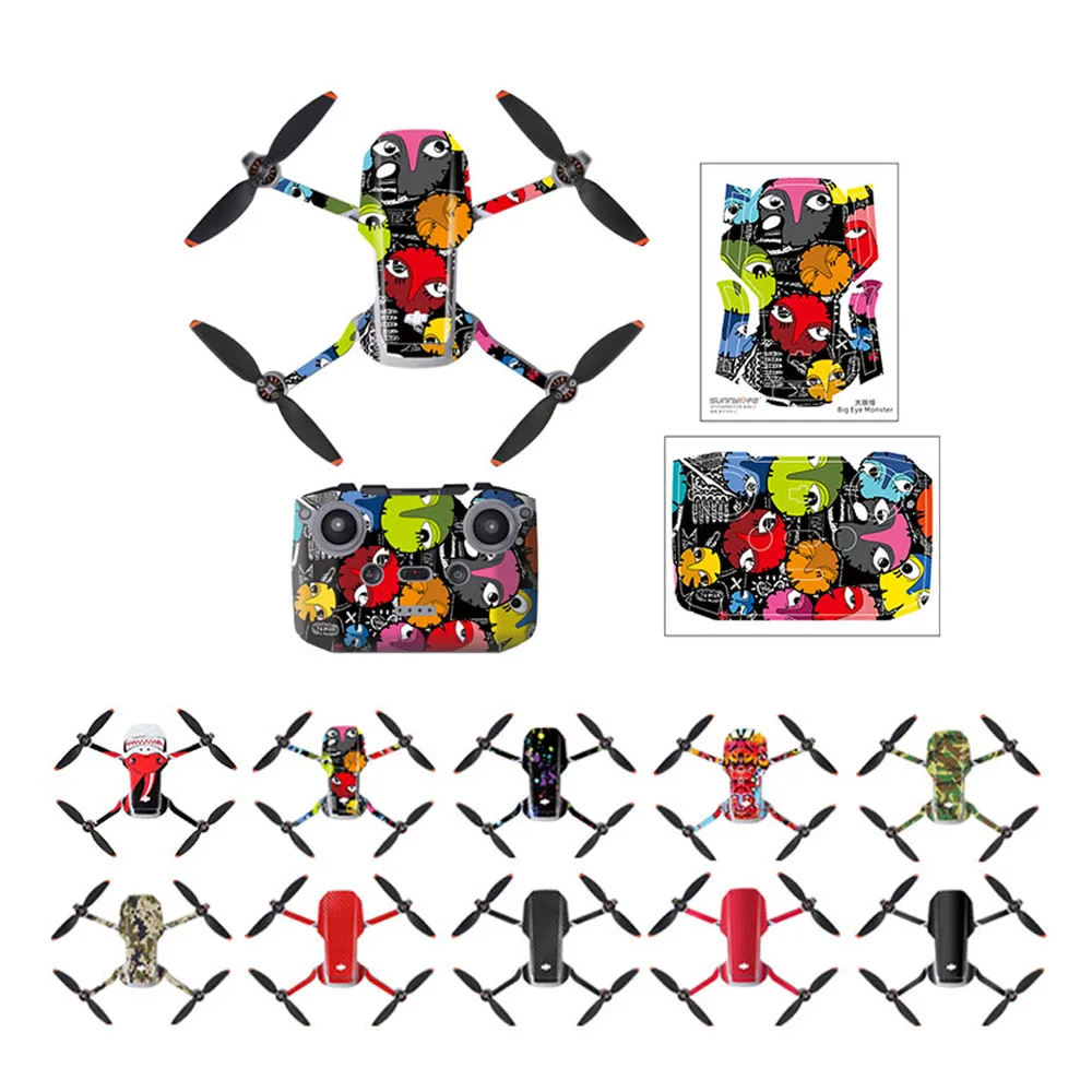 Mavic mini 2 película protetora pvc adesivos à prova de riscos à prova dscratch água decalques capa completa pele para dji mavic mini 2 drone acessórios