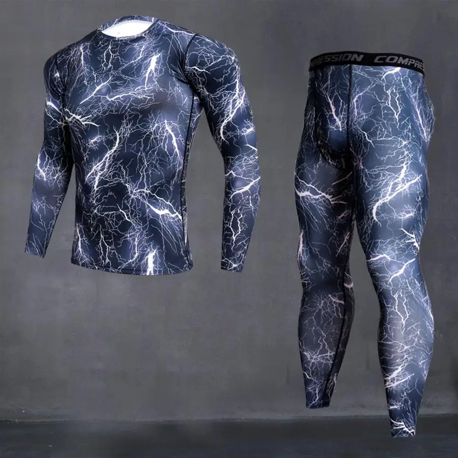 

Men's Comprehensive Training Set Gym Men's Clothing Camouflage T-Shirt Compression Stretch close-fitting Sports Brand Clothing