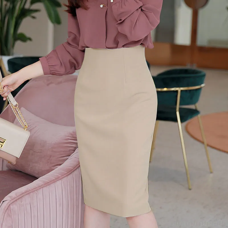 

Spring And Autumn High-waisted One-step Skirt New Style Slimming Solid Color Elasticity Skirt Retro Skirt Women's Mid-length Bus