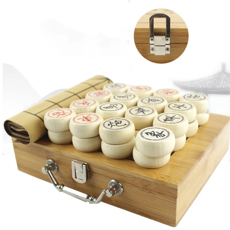 

Hot sale luxury traditional chess board game, PU board and imported eucalyptus chess game gift