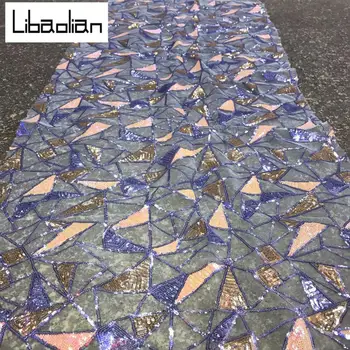 

African Velvet Lace Fabric With Sequins Nigerian French Velvet Lace Fabric High Quality Sequined Velvet For Wedding Dress F201-3