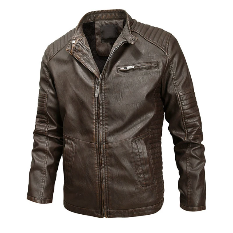 Новая кожаная куртка мужская замшевая мотоциклетная куртка красивый бутик мужские кожаные куртки Slim Fit байкерская куртка мужская, M-5XL - Цвет: Coffee