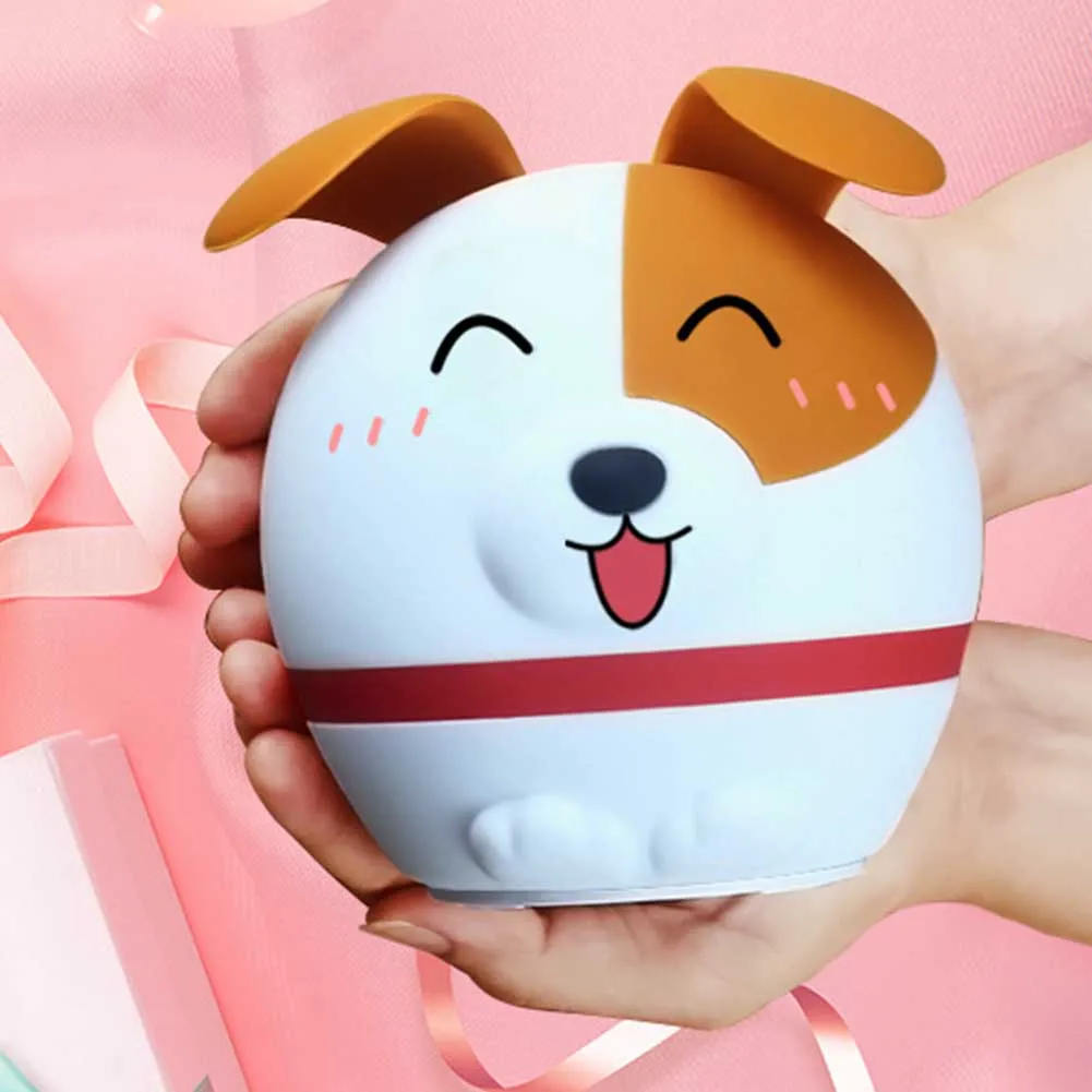 Gift Night Light Washable Dog Shape Patting Silicone Cute USB Rechargeable Soft Decorative Home Bedside Colorful LED Carton