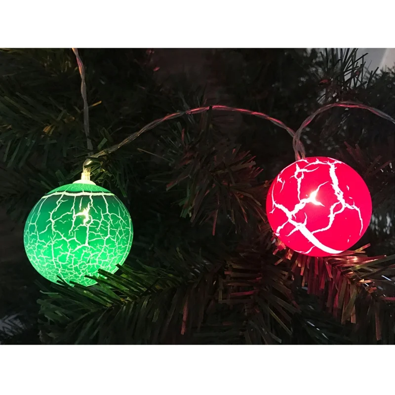 LED Christmas Crack Ball Garland String Fairy Lights Indoor/Outdoor Decoration Lamp For Garden Xmas Holiday GiftsC&M