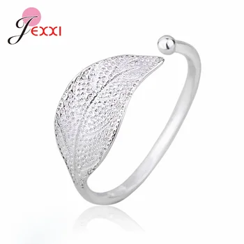 

Free Shipping Leaf Shape Genuine 925 Sterling Silver Rings For Women New Arrival Fashion Jewelry Gift For Wife Daughter Friend