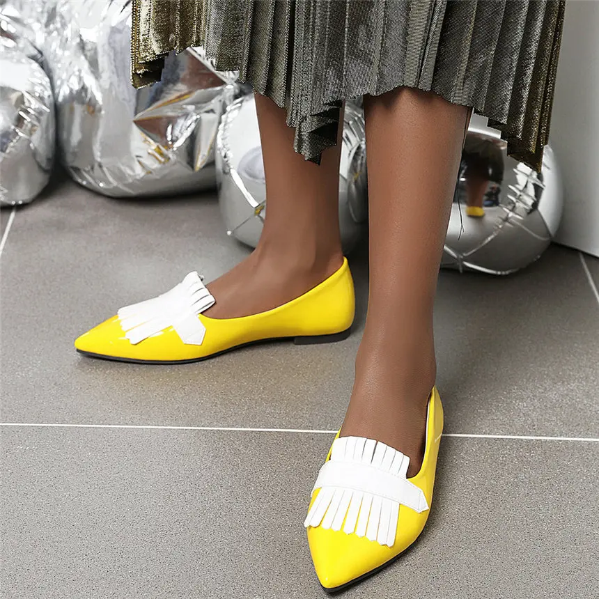 

2020 Women Patent Leather Flats Heel Mary Jane Shoes Female Low Top Pointed Toe Loafers Slip On Wedding Party Oxfords Chic Shoes